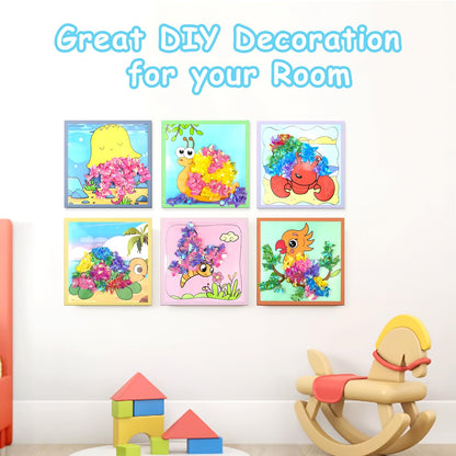 DIY Bastelset Kinder ab 4-9 Jahre,Tiere Bastelset Spielspielzeug,Vogel,Krabbe,6 Stück DIY Set Poke Art Basteln Kinder,sauberer Spaß,Kreativ Set für Kindergeburtstag Geburtztag Geschenk für 4-12 Jahre