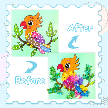 DIY Bastelset Kinder ab 4-9 Jahre,Tiere Bastelset Spielspielzeug,Vogel,Krabbe,6 Stück DIY Set Poke Art Basteln Kinder,sauberer Spaß,Kreativ Set für Kindergeburtstag Geburtztag Geschenk für 4-12 Jahre
