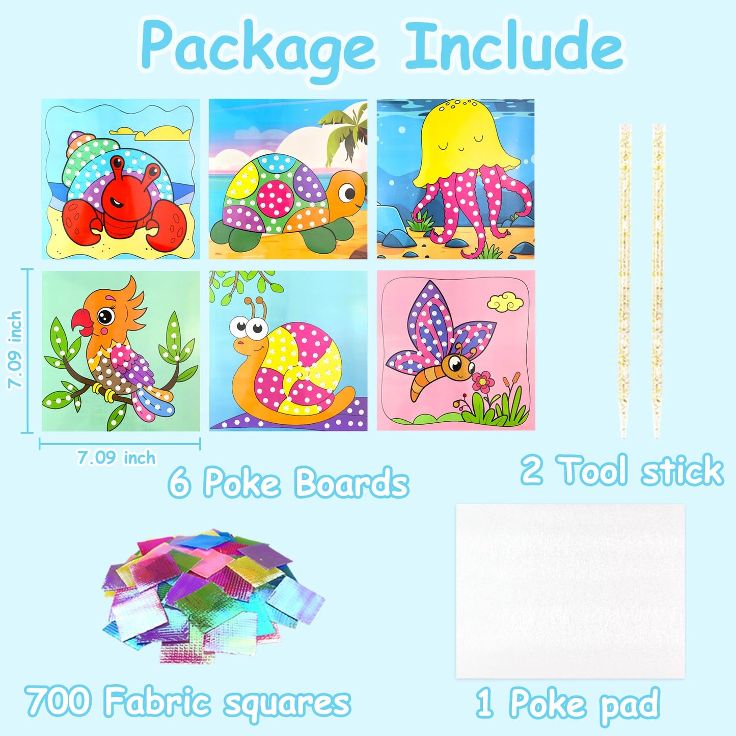 DIY Bastelset Kinder ab 4-9 Jahre,Tiere Bastelset Spielspielzeug,Vogel,Krabbe,6 Stück DIY Set Poke Art Basteln Kinder,sauberer Spaß,Kreativ Set für Kindergeburtstag Geburtztag Geschenk für 4-12 Jahre