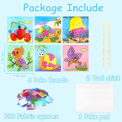 DIY Bastelset Kinder ab 4-9 Jahre,Tiere Bastelset Spielspielzeug,Vogel,Krabbe,6 Stück DIY Set Poke Art Basteln Kinder,sauberer Spaß,Kreativ Set für Kindergeburtstag Geburtztag Geschenk für 4-12 Jahre