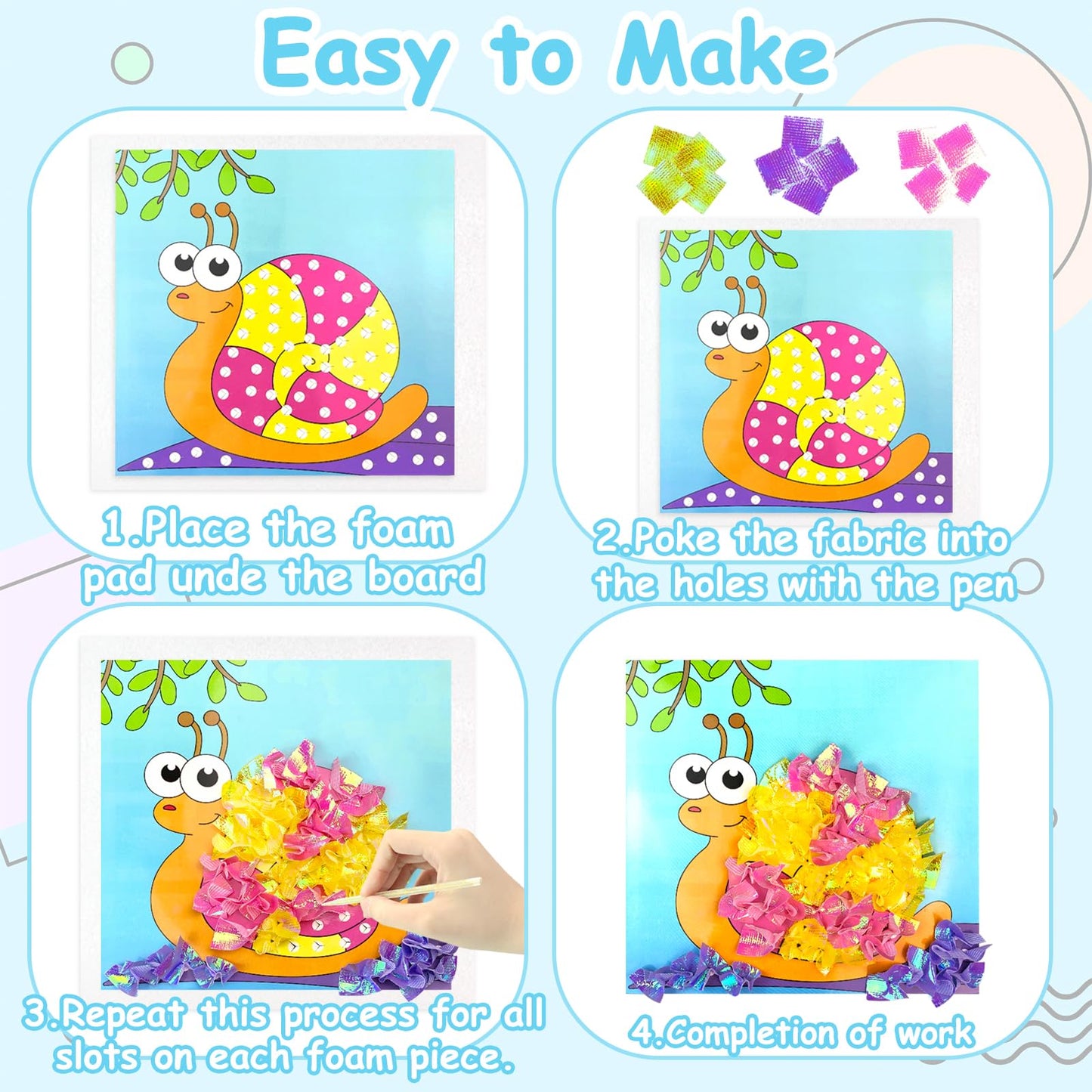 DIY Bastelset Kinder ab 4-9 Jahre,Tiere Bastelset Spielspielzeug,Vogel,Krabbe,6 Stück DIY Set Poke Art Basteln Kinder,sauberer Spaß,Kreativ Set für Kindergeburtstag Geburtztag Geschenk für 4-12 Jahre