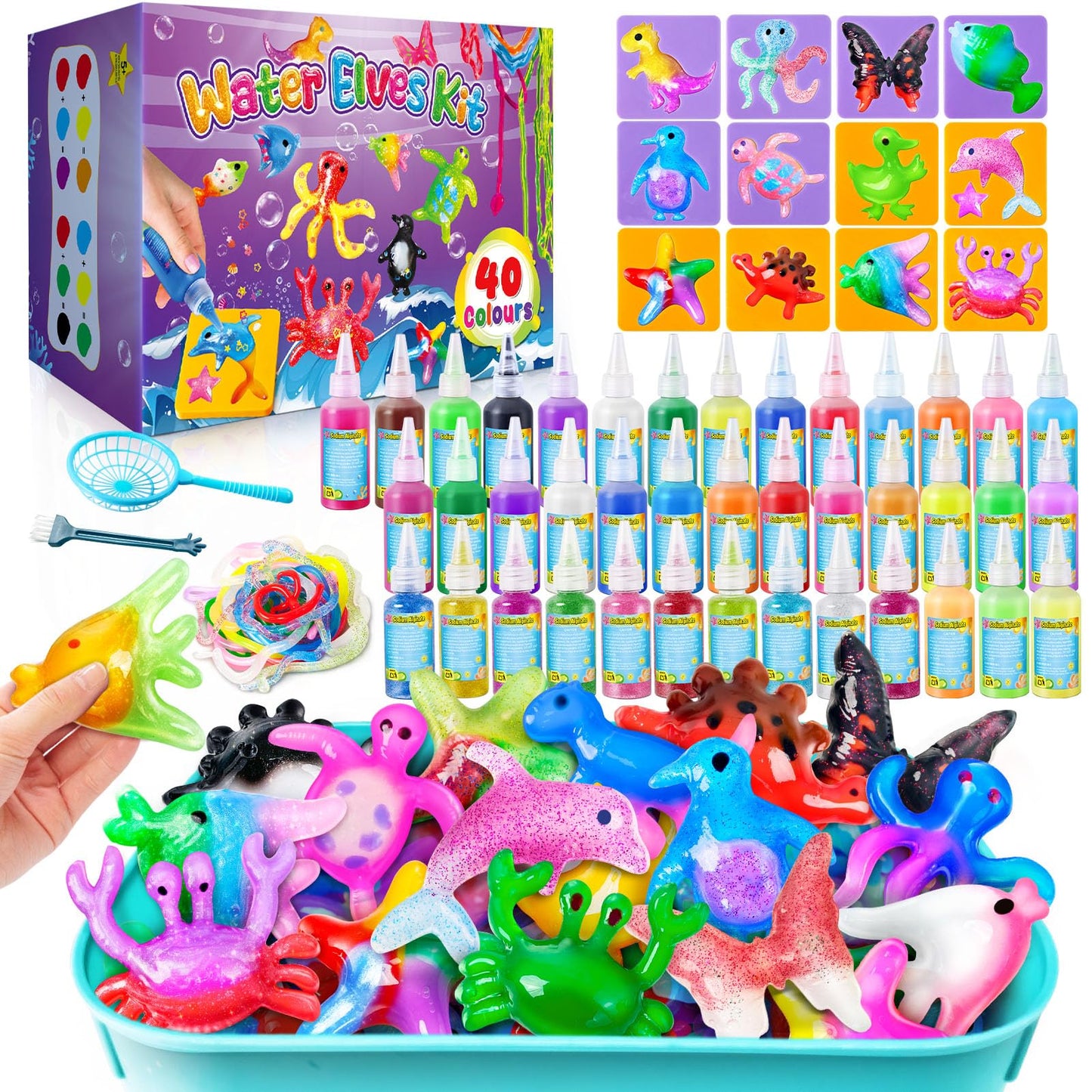 JOPSHEEN 40 Farben Magic Water Elf, DIY Aqua Fairy Gel Bastelset für Kinder, Squishy Selber Machen Set, Wassergel für Kinder Geburtstag Geschenk