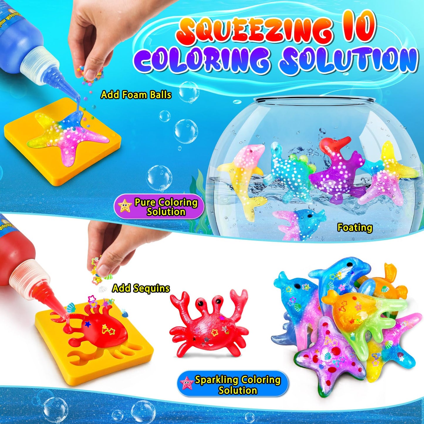 JOPSHEEN Magic Water Elf, 10 Farben DIY Aqua Fairy Gel Bastelset für Kinder, Kreatives Squishy Spielzeug für Mädchen Jungen, Wassergel für Kinder Geburtstag Geschenk