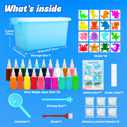 Mocoosy Aqua Gelz Set, 20 Farben Magic Elf Water, DIY Spielzeug für 4 5 6 7 8 Jahre Mädchen, 3D Magisches Wassergel, Magischer Wasserelfe,Squishy Selber Machen Set, Kreatives Geschenk für Kinder ab 3+