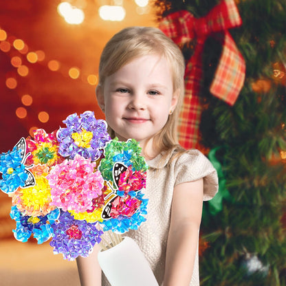 Poke Art Bastelset Kinder ab 4 5 6 7+ Jahre,DIY-Geschenke für Mädchen Spielzeug 5-12 Jahre Kindergeburtstag Kunstblumenstrauß Blumen Bastelkoffer Blumenstrauß mit Pailletten Kreativ Set für Kinder