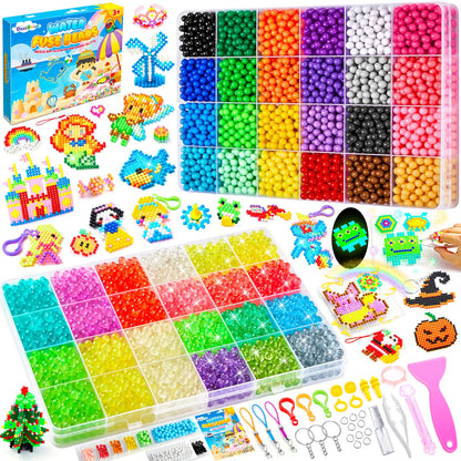 DazzBoom 5100+ Wasserperlen für kinder Set, 48 große Gitter Ergänzung in acht Farben,42 Farben feste Wassernebelperlen 6 Farben leuchtende Wassernebelperlen Bunte Wasserperlen für Kinder